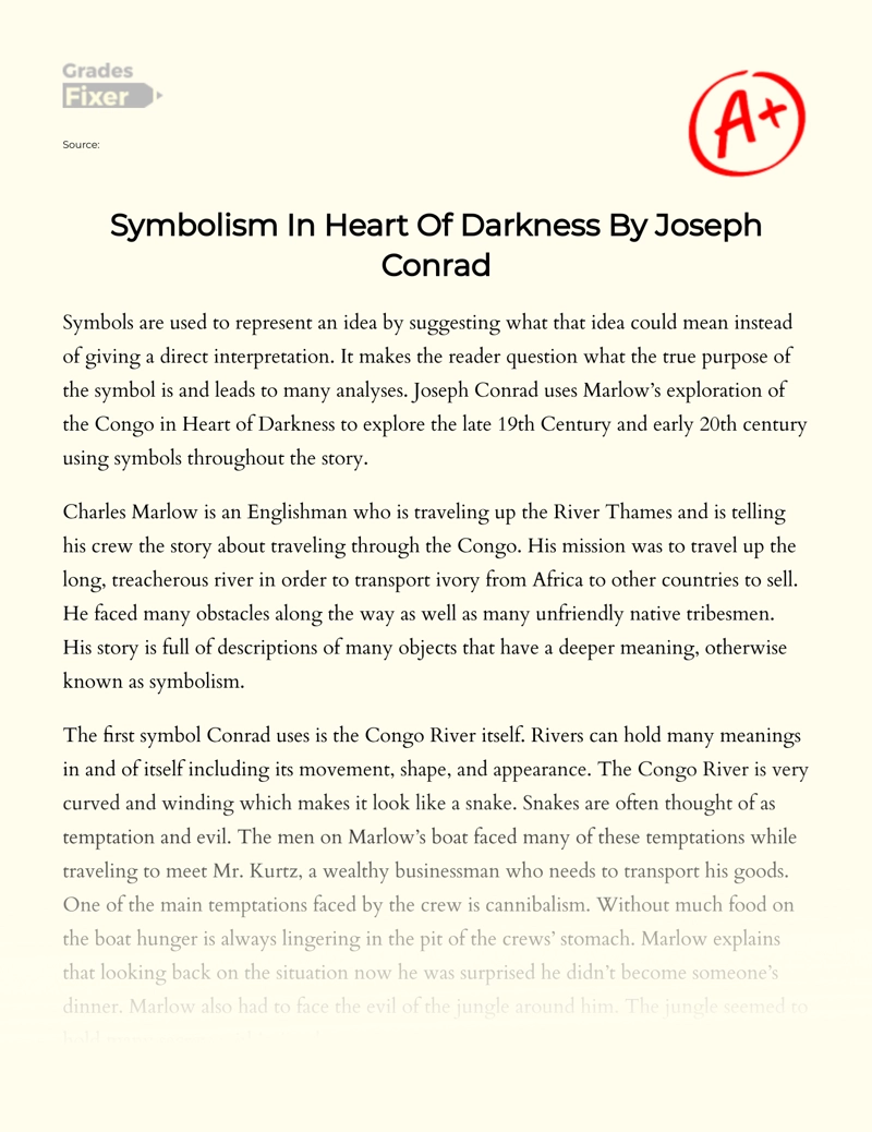 Реферат: Heart Of Darkness Symbolism Essay Research Paper