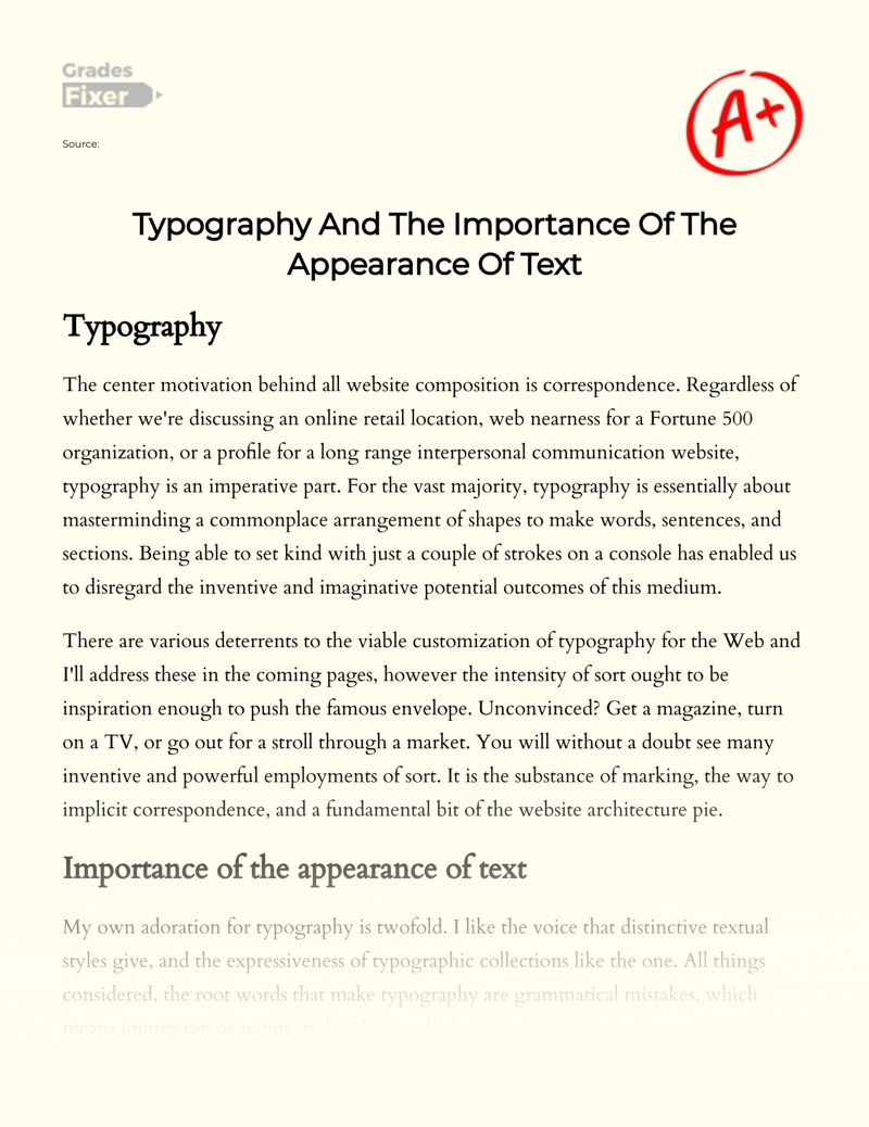 Typography and The Importance of The Appearance of Text essay