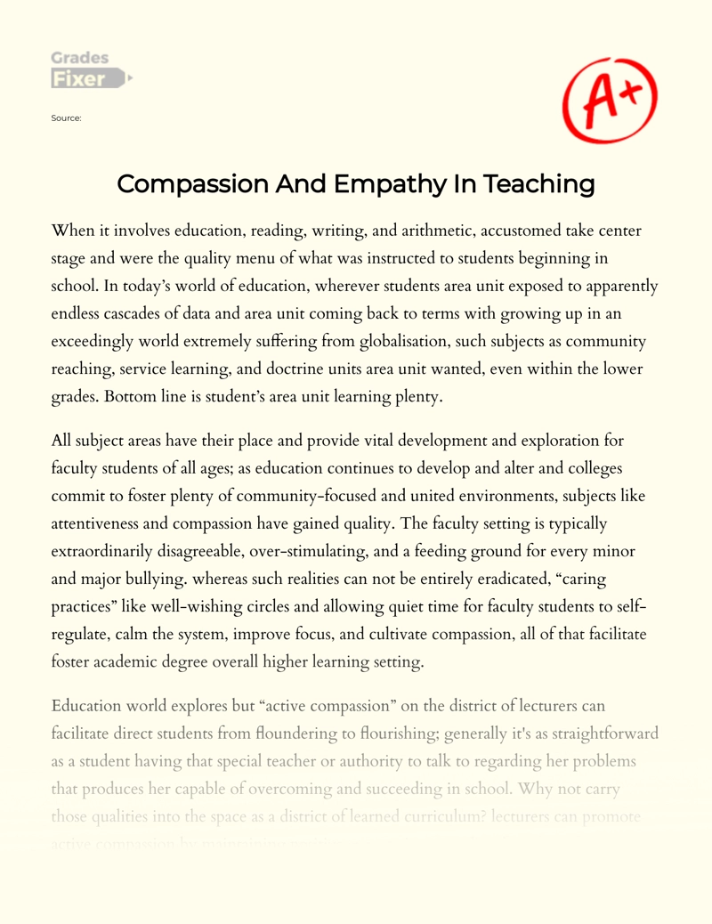 Compassion and Empathy in Teaching Essay