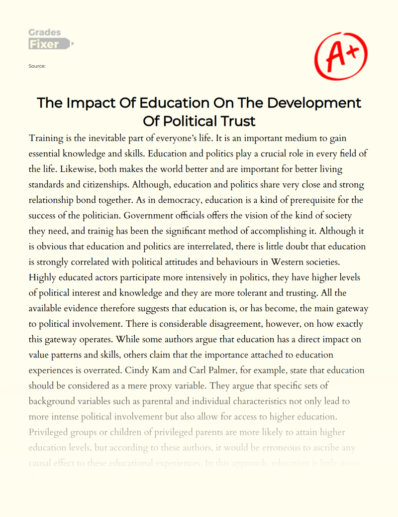 The Interconnection Between Education and Politics Essay