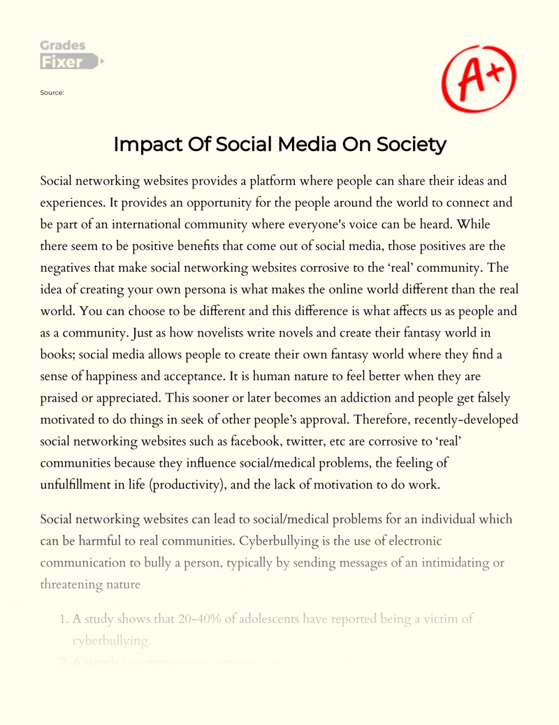 essay on social media and its impact