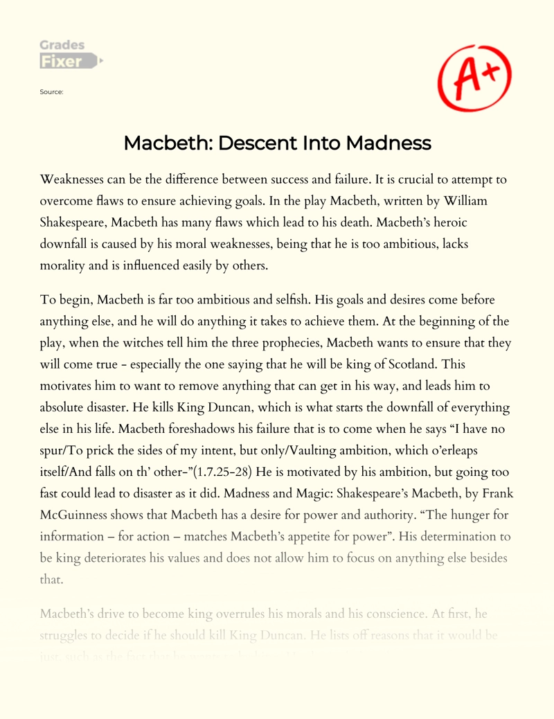 Macbeth: Descent into Madness Essay