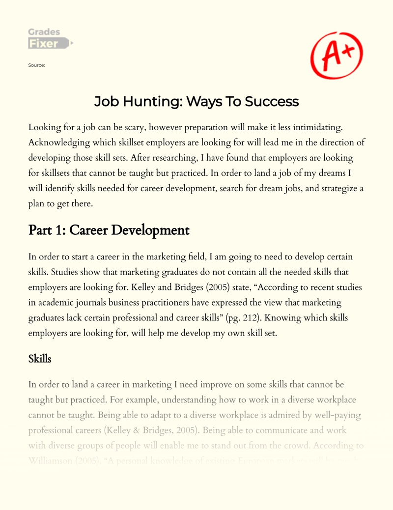 Finding a Job: Ways to Success Essay