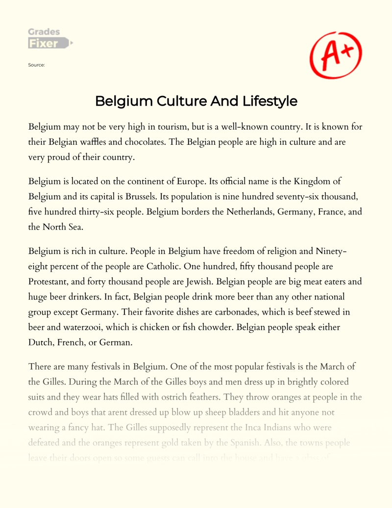 Belgium Culture and Lifestyle essay