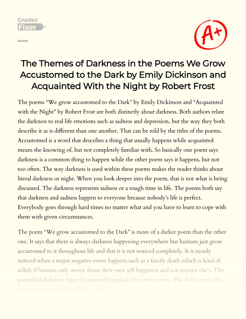 Exploring Darkness in Dickinson and Frost's Poems Essay