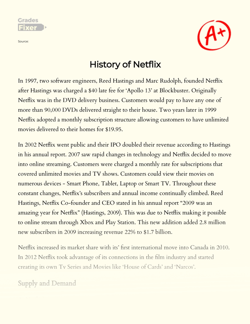History of Netflix essay