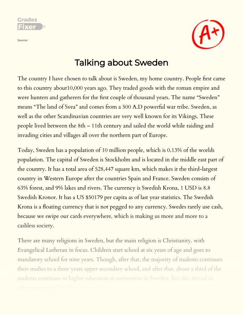 Talking About Sweden Essay