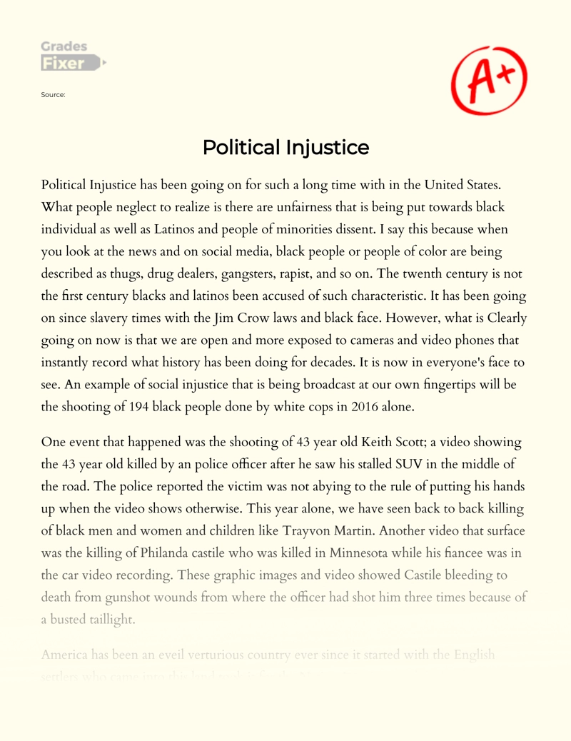 Political Injustice Essay