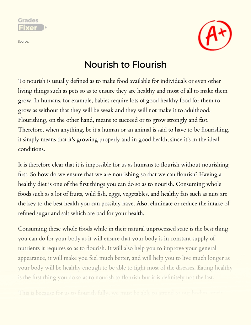 Nourish to Flourish Essay