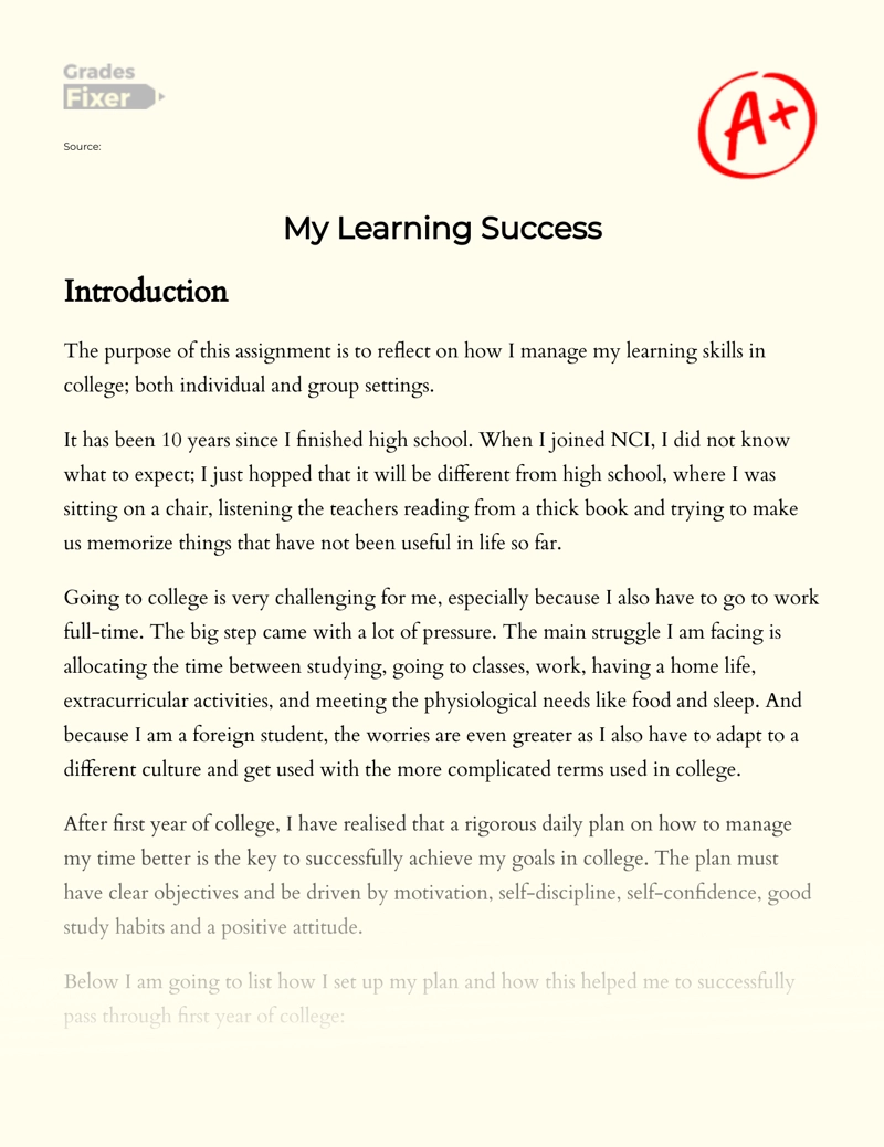 essay on how to achieve success