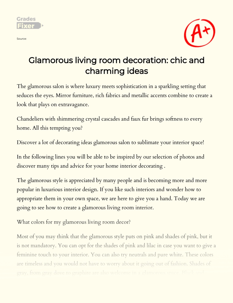 descriptive essay about living room