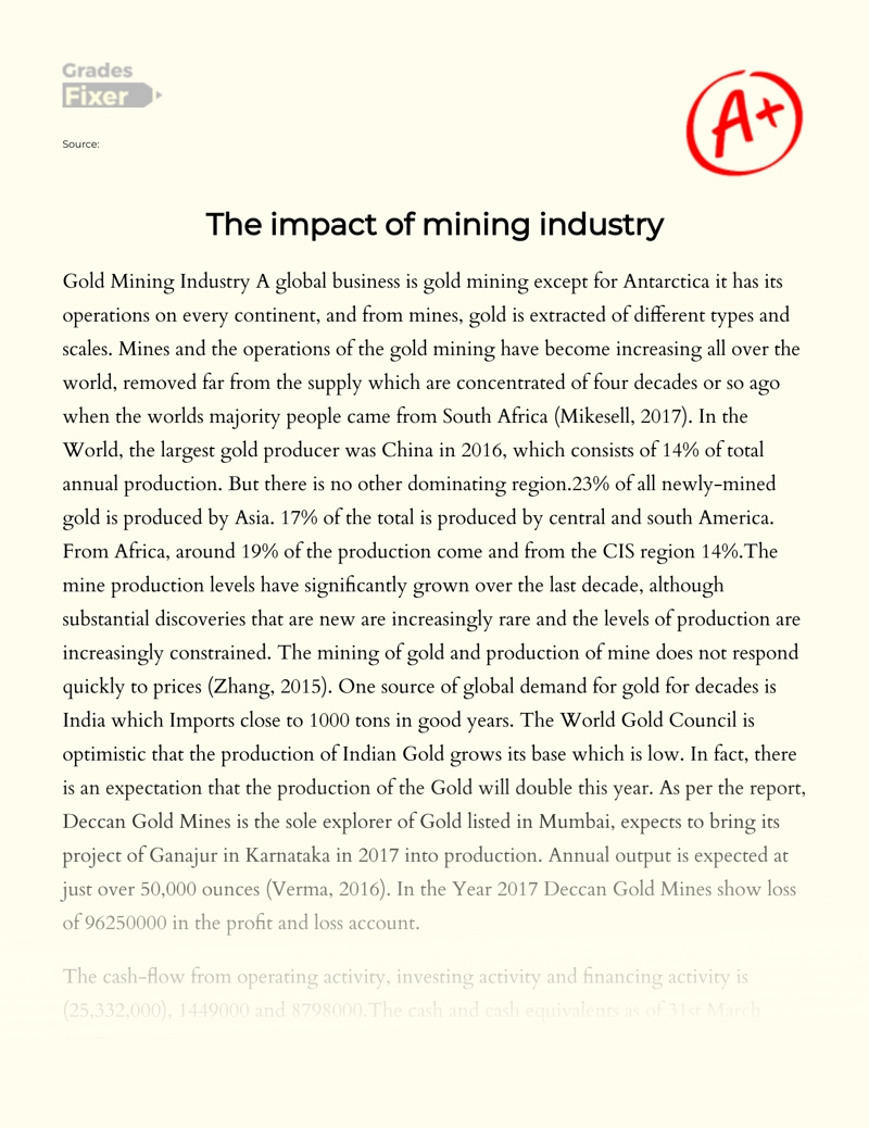 The Impact of Mining Industry Essay