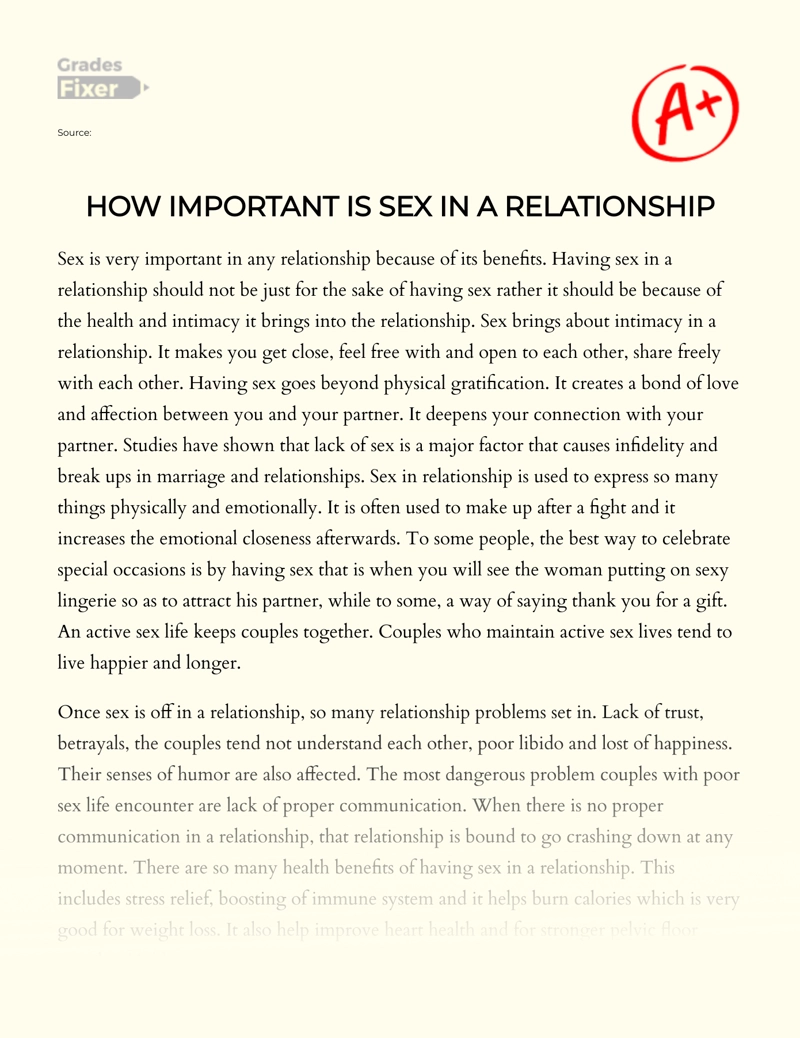How Important is Sex in a Relationship  essay