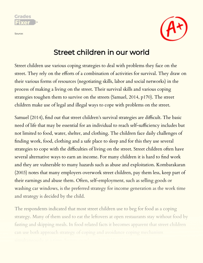 Street Children in Our World essay