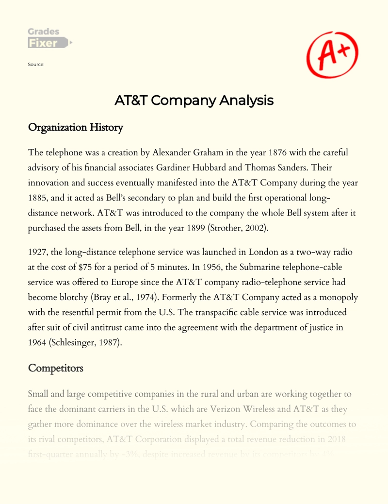 At&T Company Analysis Essay