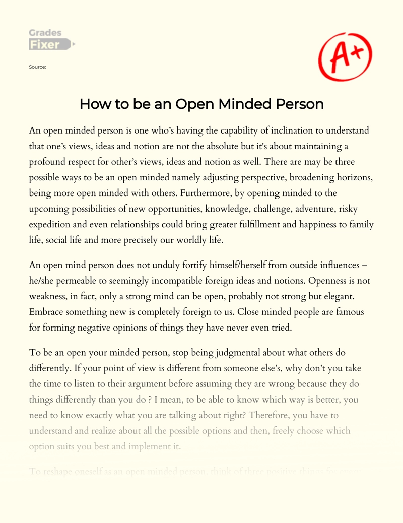 How to Be an Open Minded Person essay