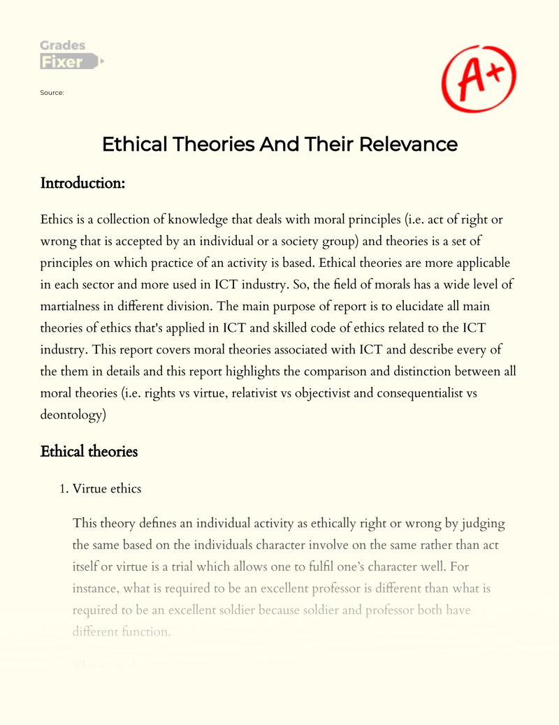 Ethical Theories and Their Relevance essay