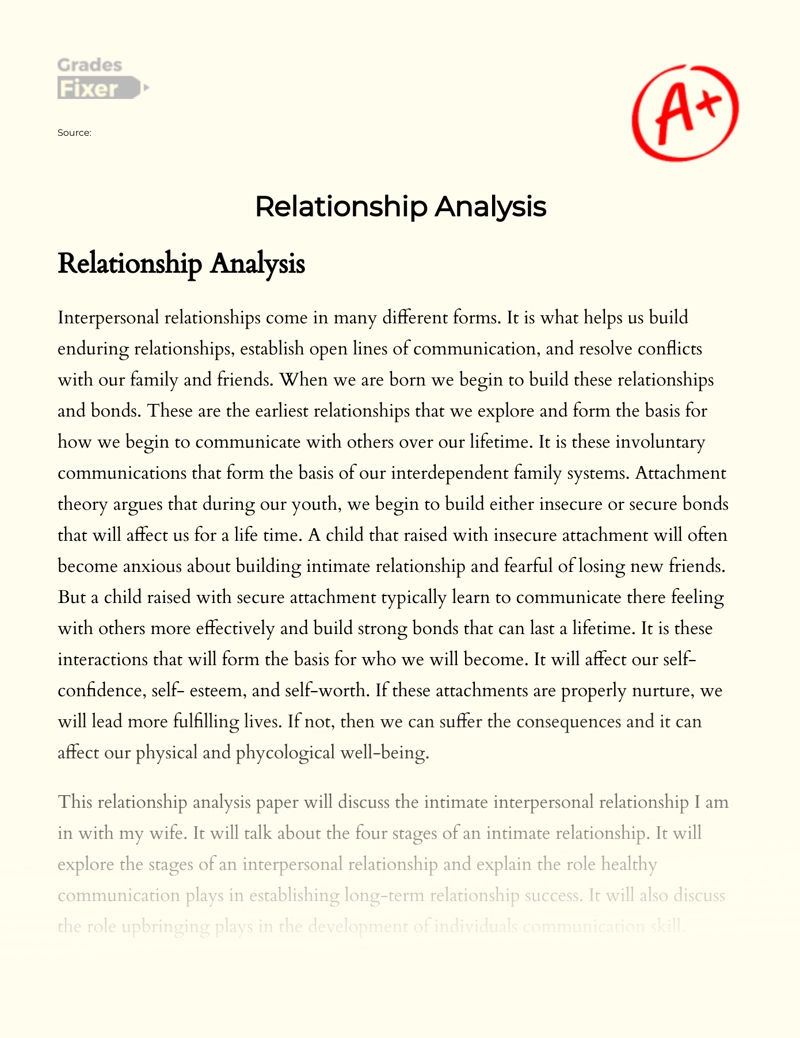 Relationship Analysis Paper: The Role of Healthy Interpersonal Relationships Essay