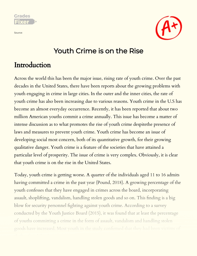 Youth Crime is on The Rise Essay