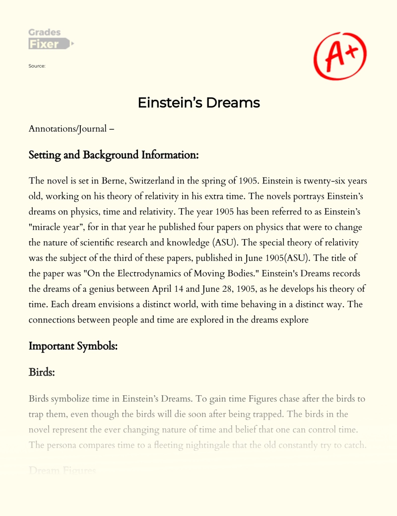 Einstein’s Dreams Essay