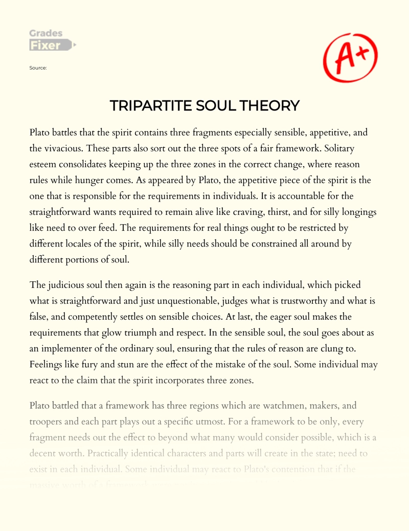 Logistikon, Thymoeides, and Epithymetikon: Tripartite Soul Theory Example essay