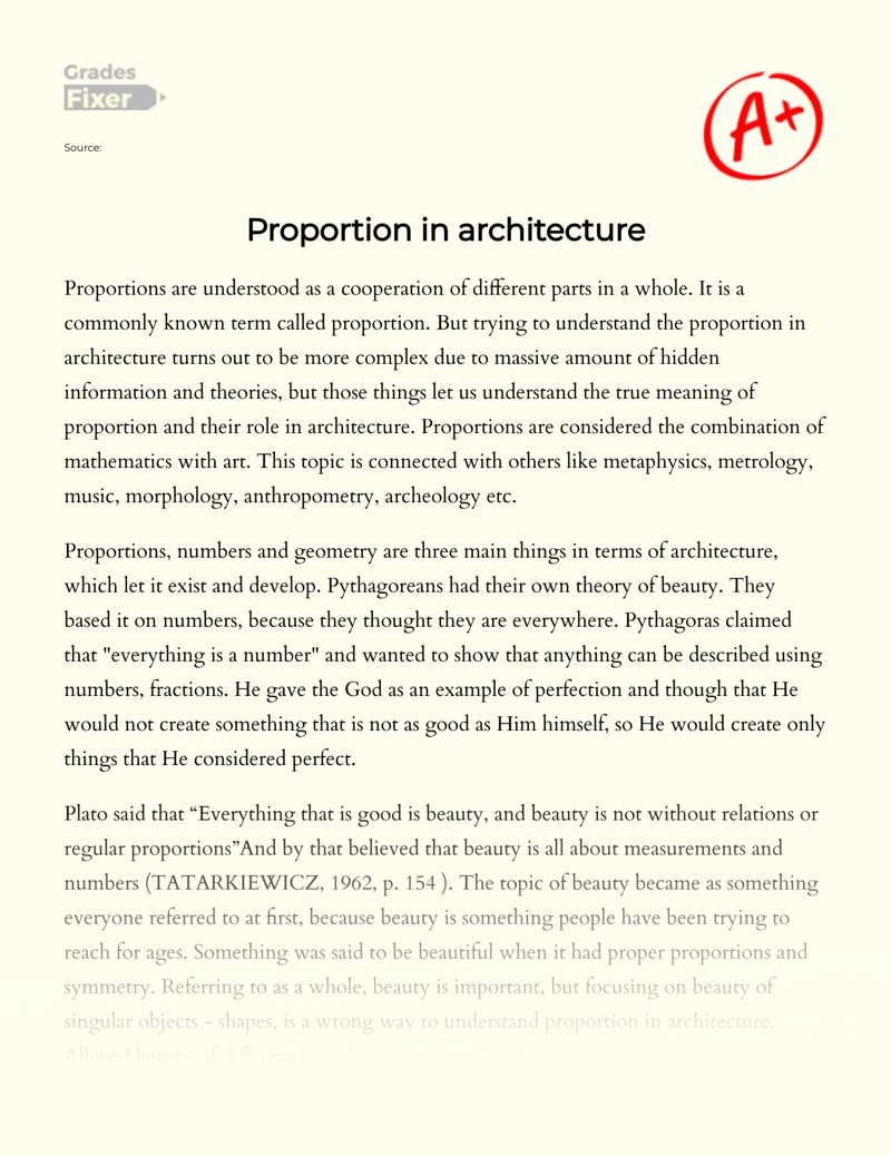 Proportion in Architecture Essay