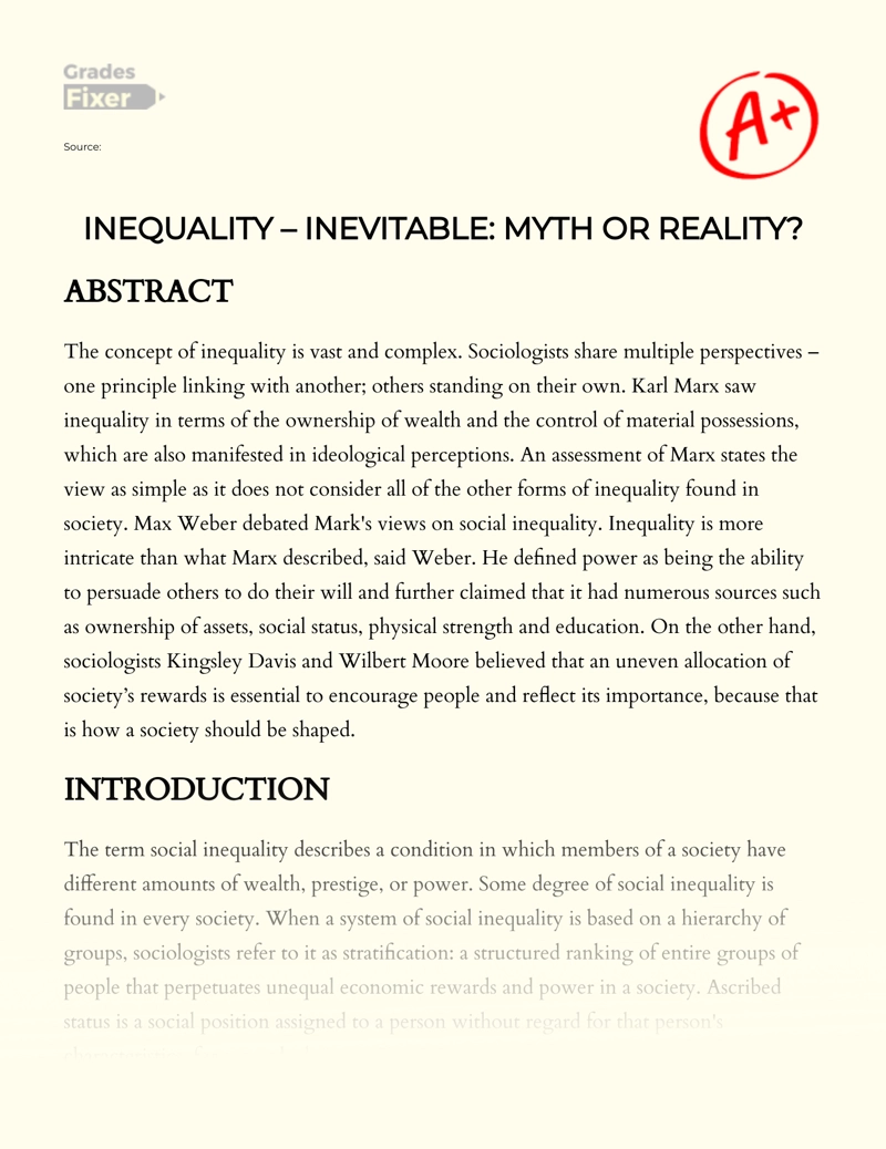 Discussion of Whether Inequality is Really Inevitable Essay
