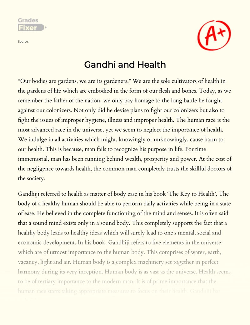 Gandhi and Health Essay