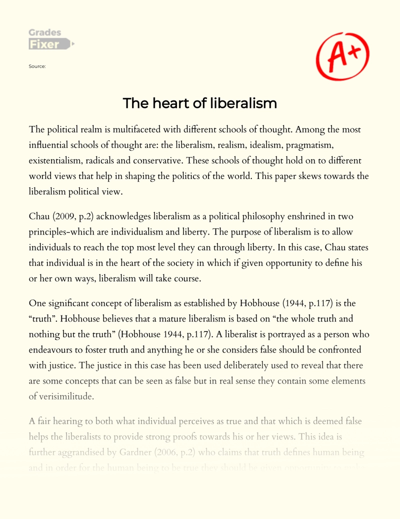 Analysis of The Liberalism Political View Essay