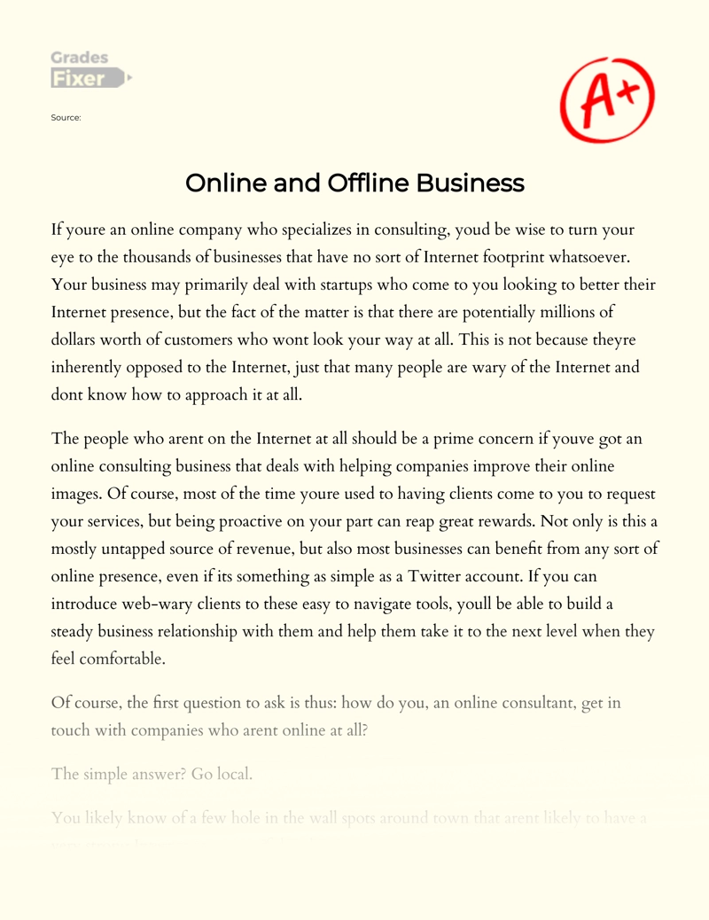 Online Business Vs Offline Business: Which is Better? Essay