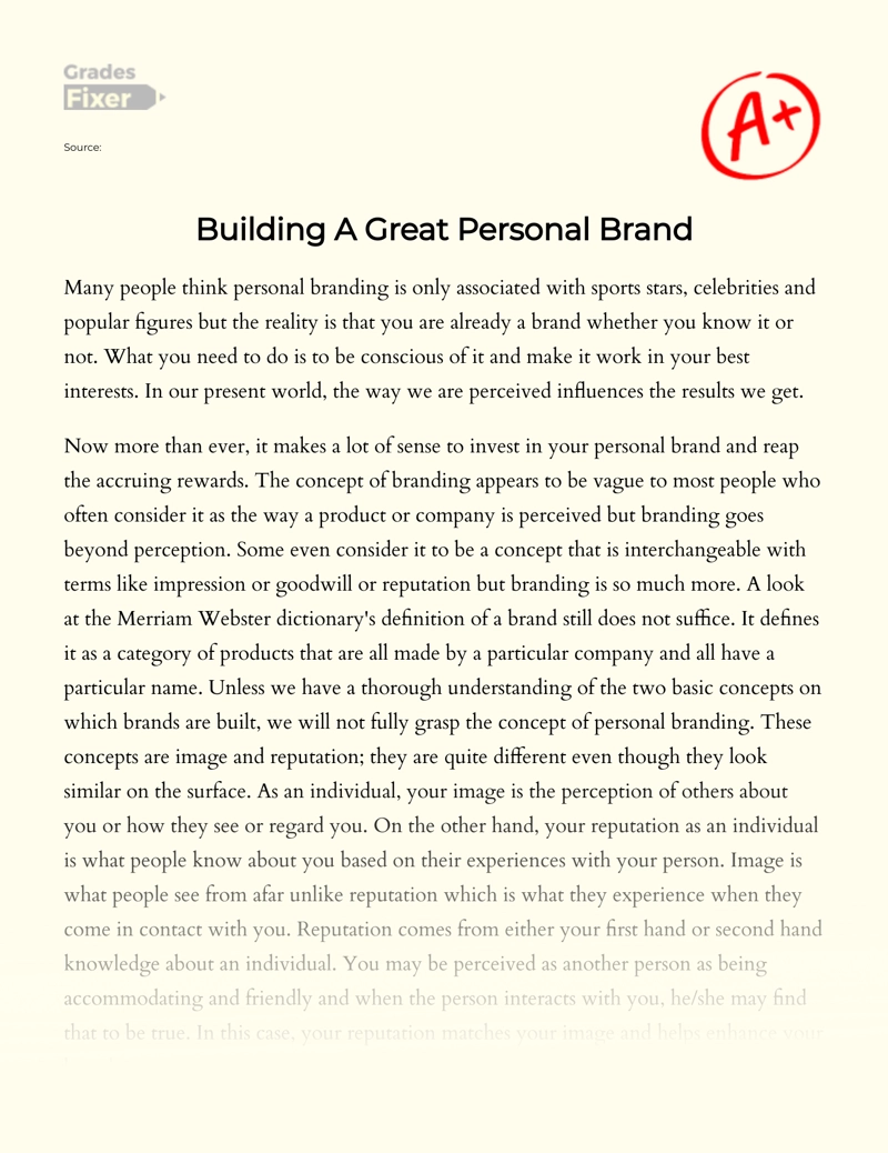 Review of The Making of a Successful Personal Brand essay