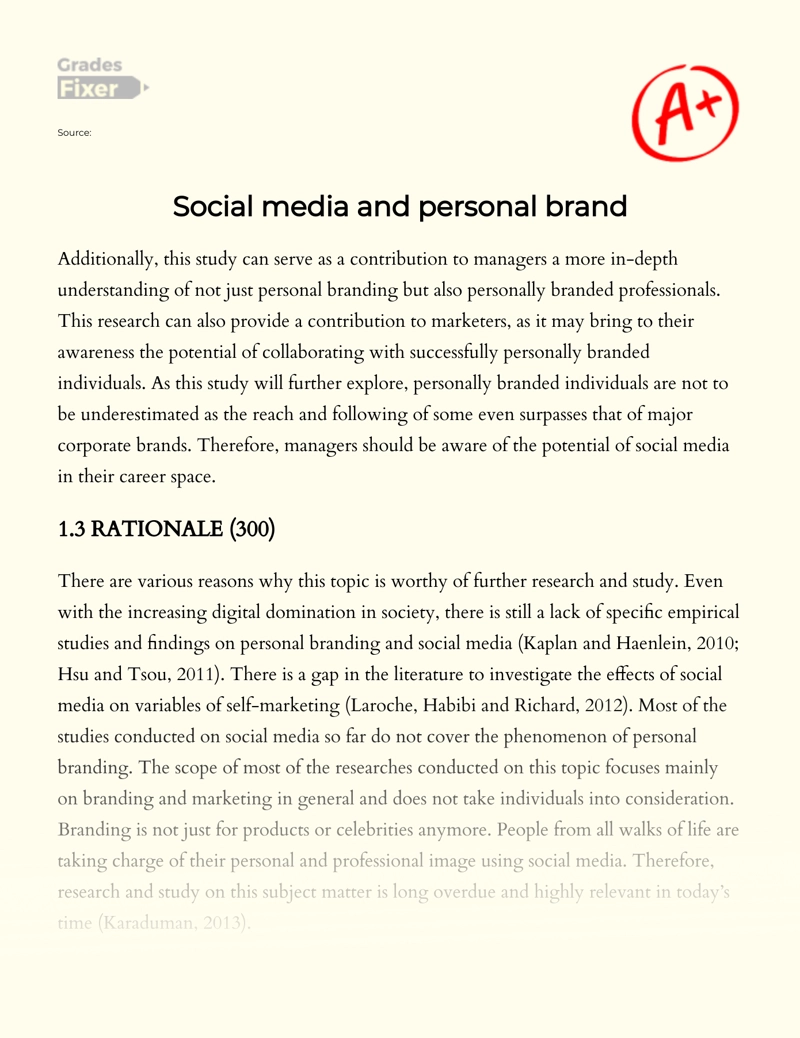 Social Media Marketing: How to Create a Strong Personal Brand essay