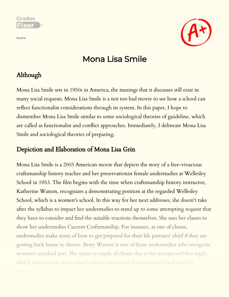 Mona Lisa Smile Essay