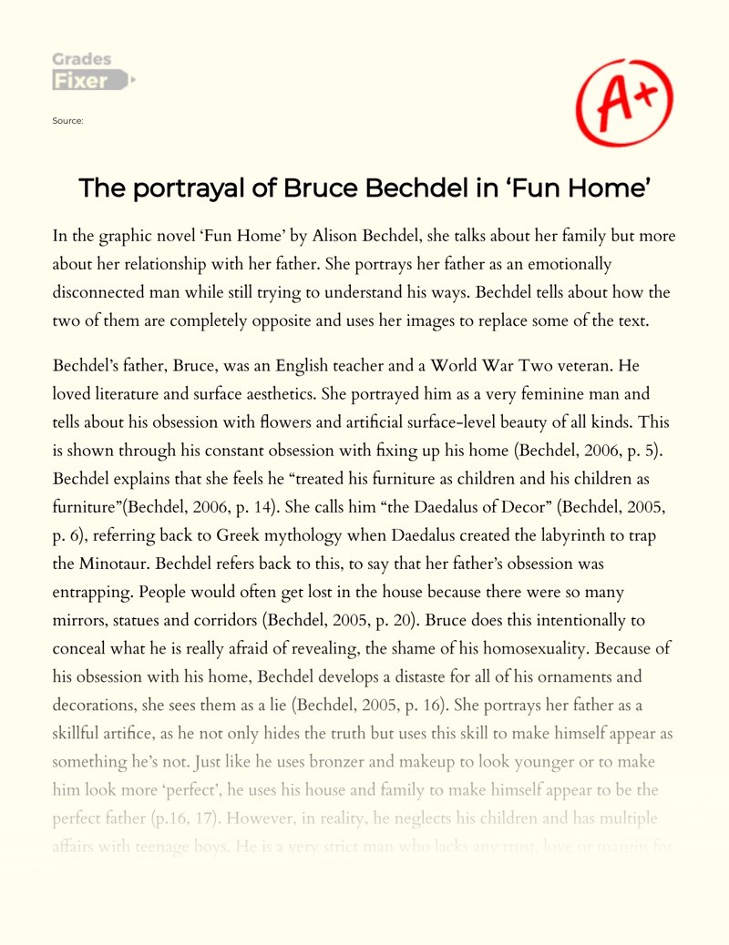 The Portrayal of Bruce Bechdel in "Fun Home" Essay