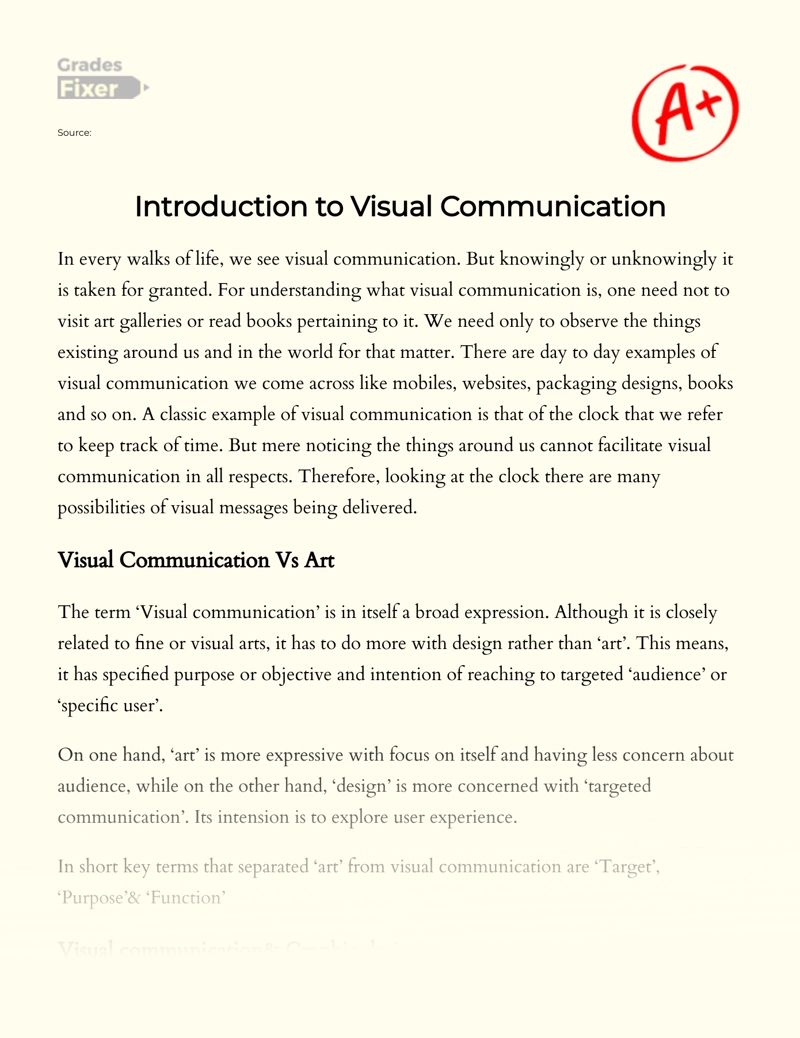 Introduction to Visual Communication essay