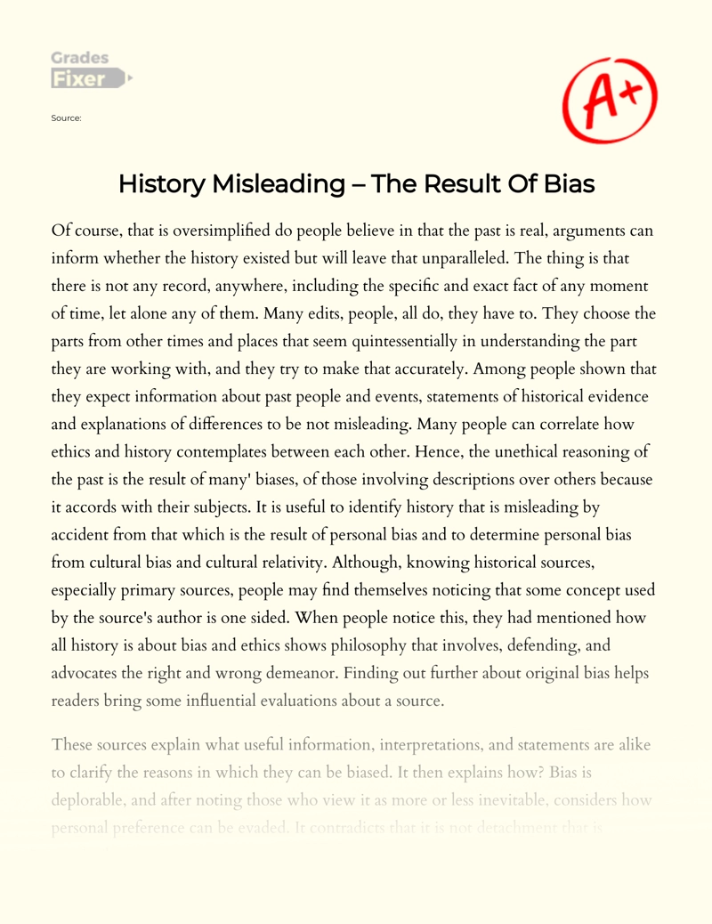 History Misleading – The Result of Bias  essay