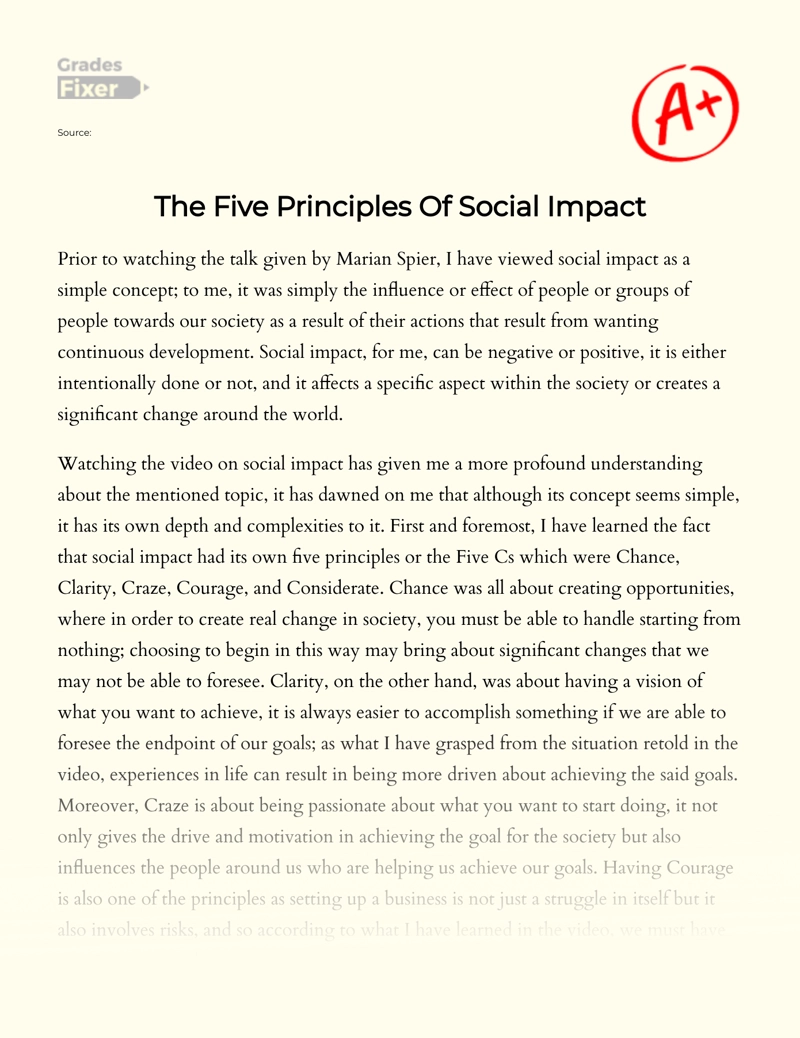 The Five Principles of Social Impact essay