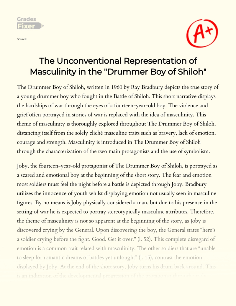 The Unconventional Representation of Masculinity in The "Drummer Boy of Shiloh" Essay