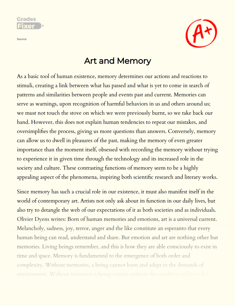 Art and Memory Essay