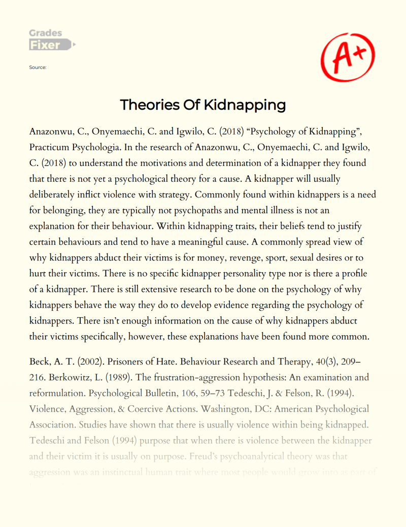 Theories of Kidnapping Essay