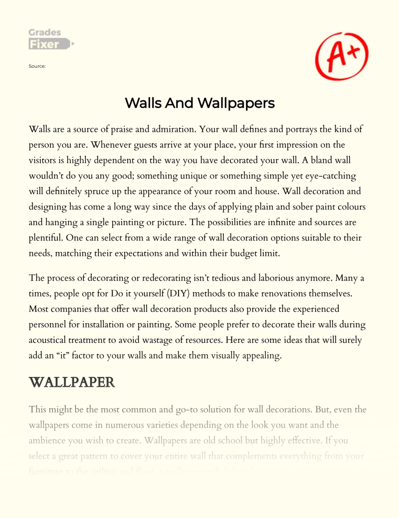 Walls and Wallpapers Essay