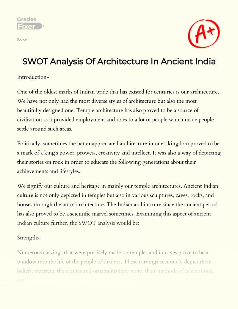 Swot Analysis of Architecture in Ancient India essay
