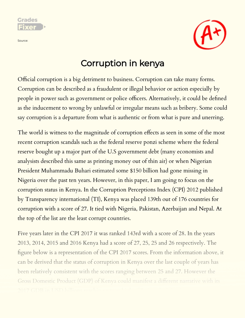Review of The Problem of Corruption in Kenya essay