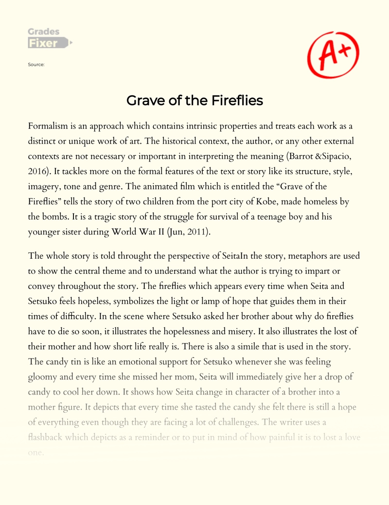 Grave of The Fireflies Essay