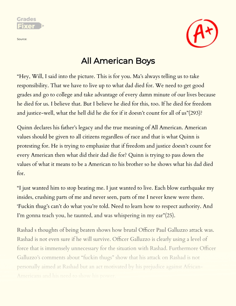"All American Boys": Quotes Representing The Theme of Racism Essay