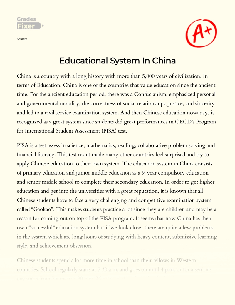 Educational System in China essay