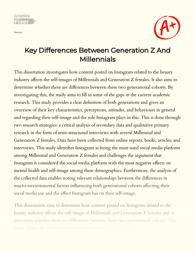 Key Differences Between Generation Z and Millennials Essay