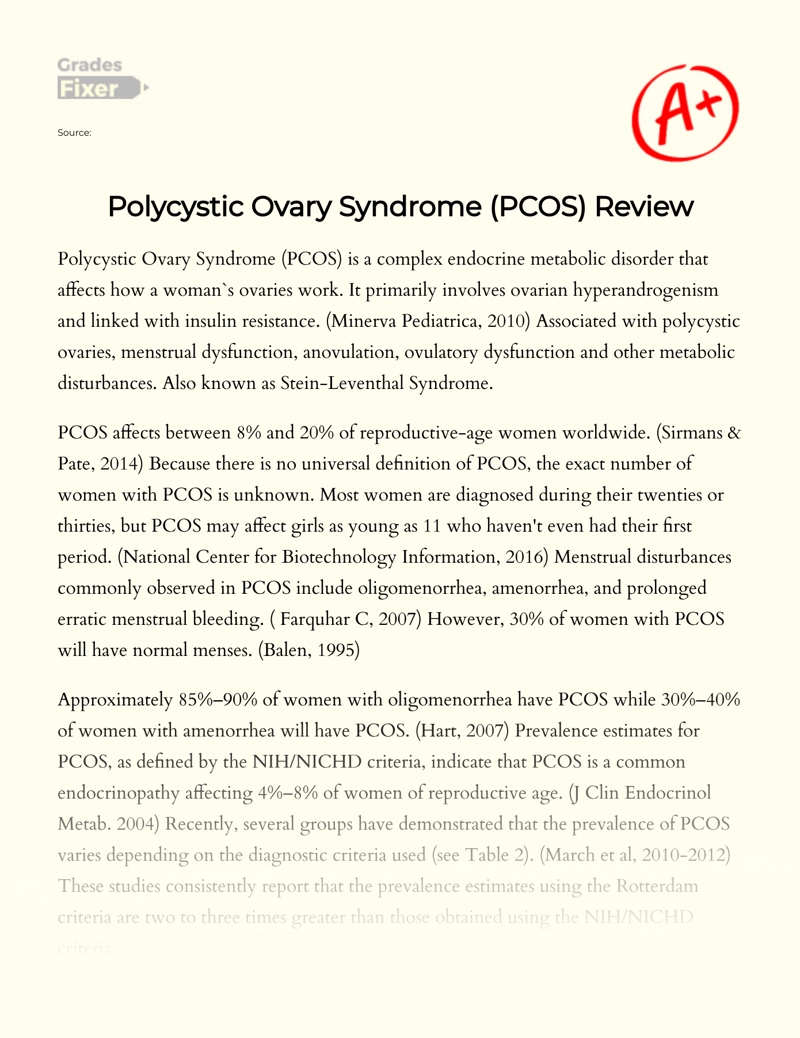 Polycystic Ovary Syndrome (pcos) Review Essay