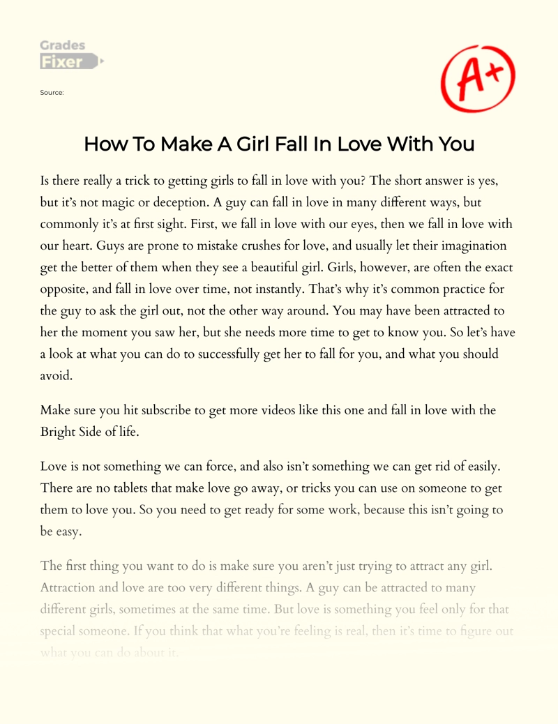Fall in Love with You: How to Impress a Girl Essay