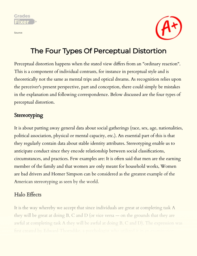 The Four Types of Perceptual Distortion Essay